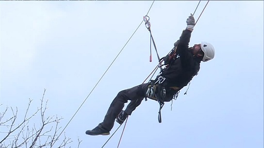 Cordiste en suspension