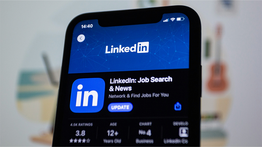 Smartphone avec écran Linkedin