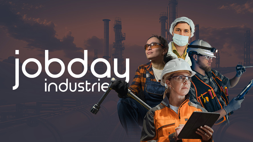 visuel du jobday industrie avec photos de plusieurs ouvriers et techniciens