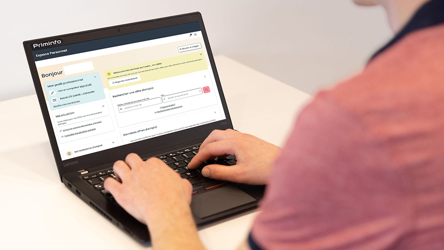 Ecran d'ordinateur "Mon profil" du site leforem.be